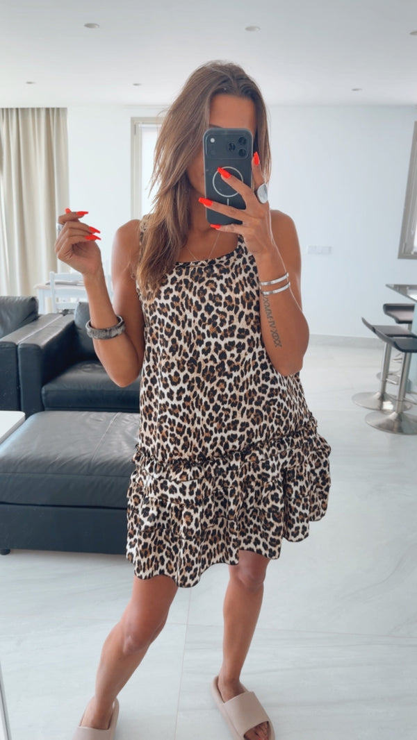 Raquel | Vestido de leopardo con volantes