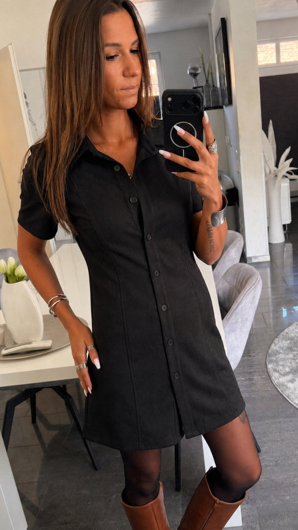 Victoria | Vestido camisero de efecto ante