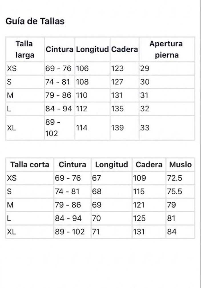 Guía de tallas