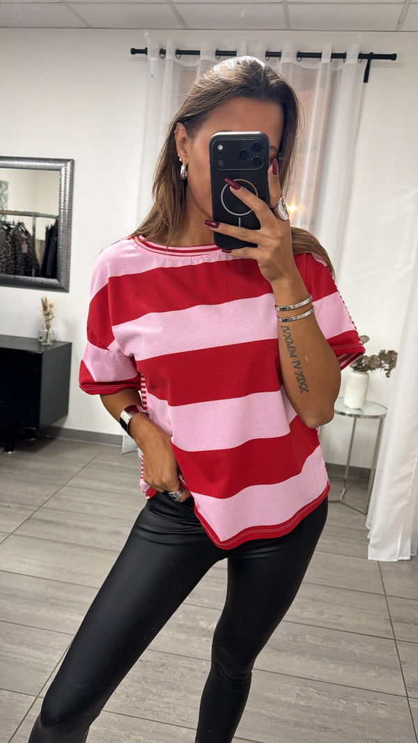 Claudia | Camiseta amplia rayas combinadas