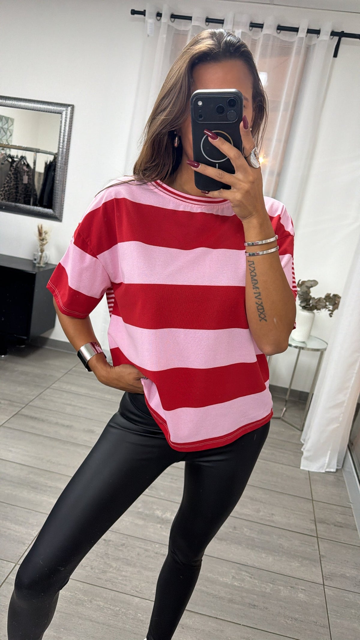Claudia | Camiseta amplia rayas combinadas