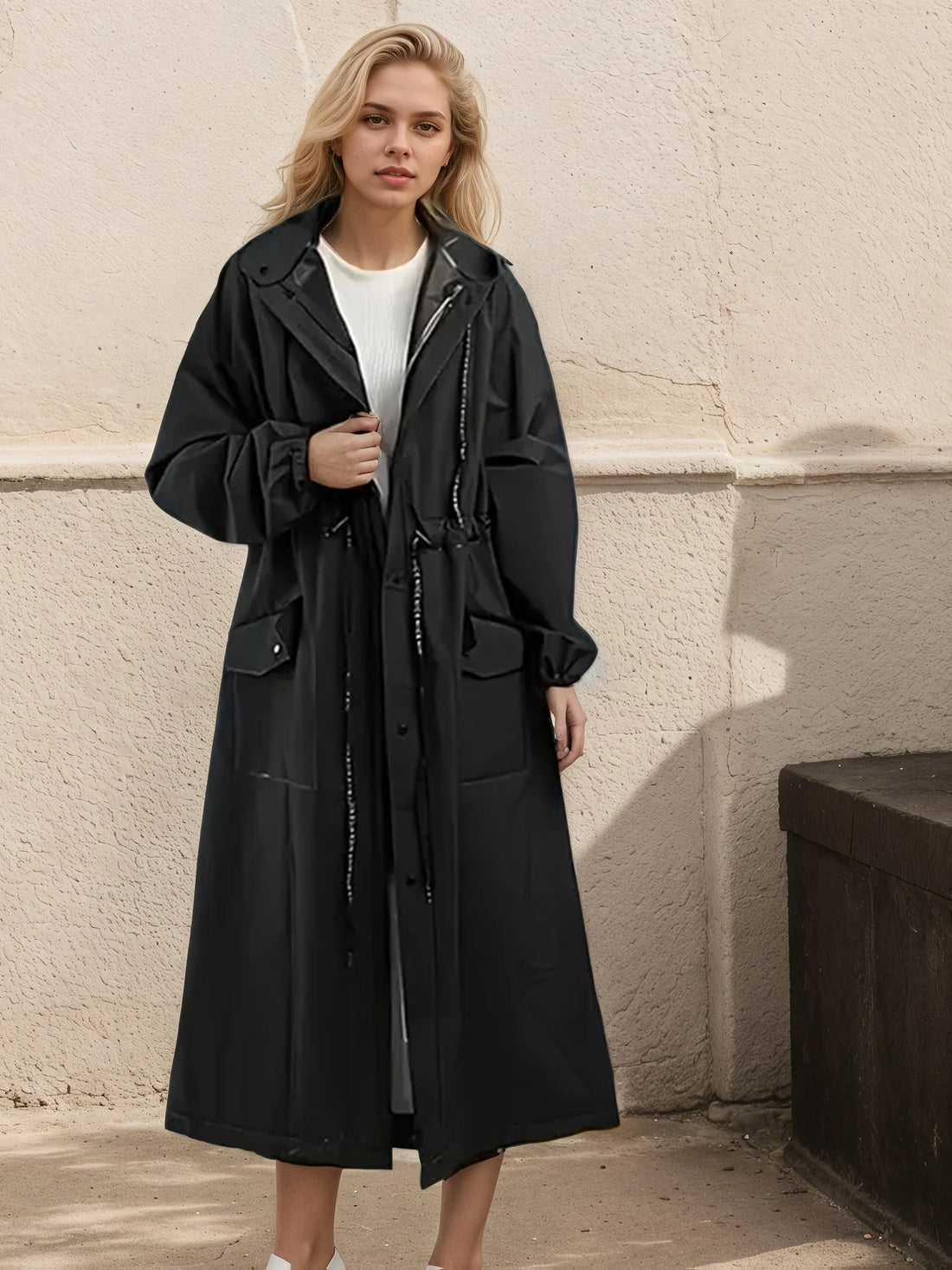 Fátima | Impermeable largo con capucha