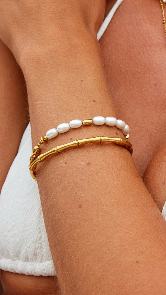 Isabel | Brazalete dorado estilo bambú