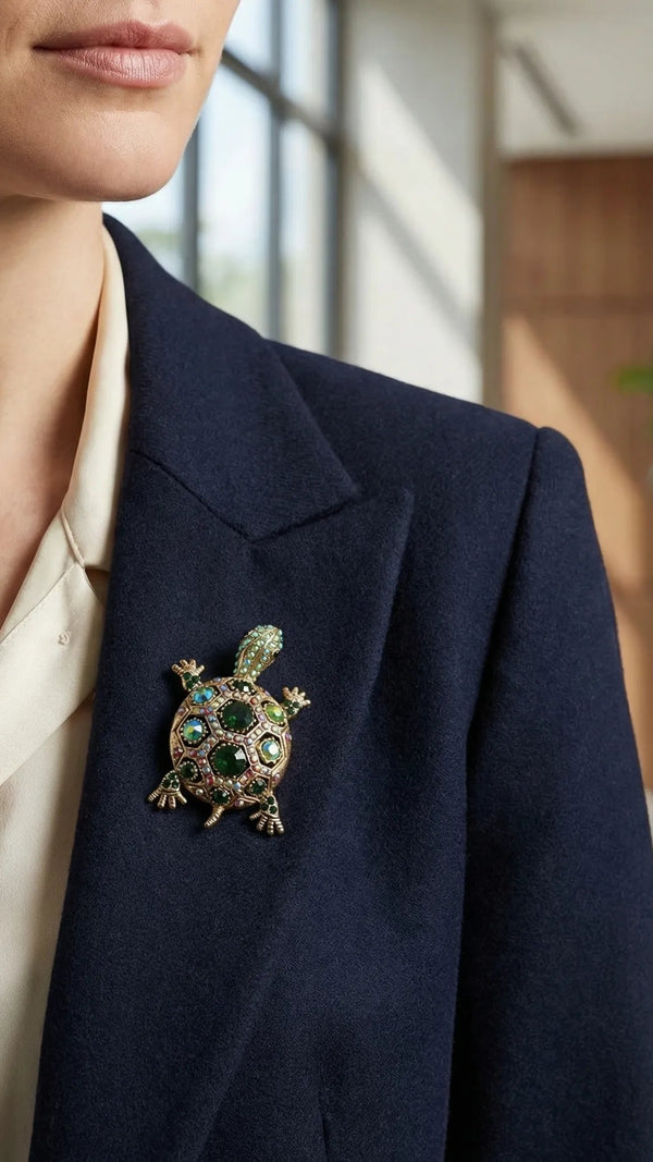 Olga | Broche de tortuga verde