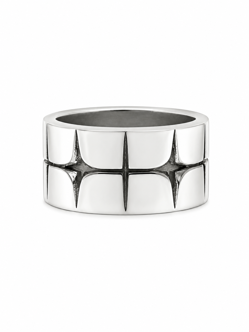 Anillo Plateado Cruz y Estrella