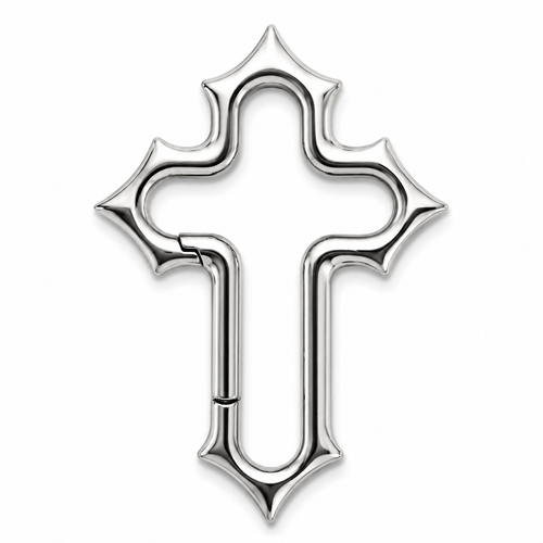 Llavero Mosquetón Cruz Gótica Plateada