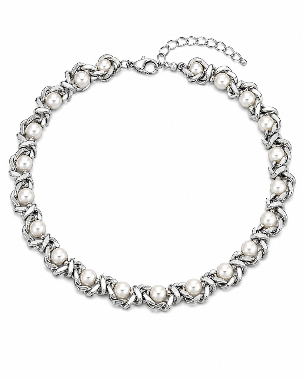 Collar Cadena Gruesa con Perlas