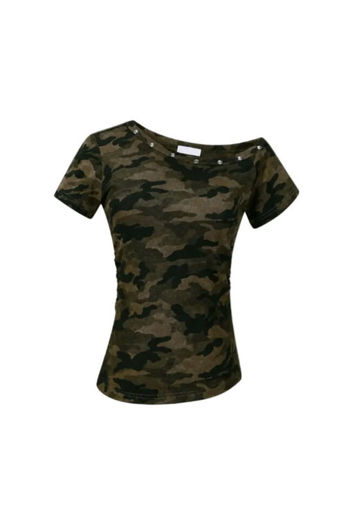 GHOST CAMO Open Neck Baby Tee