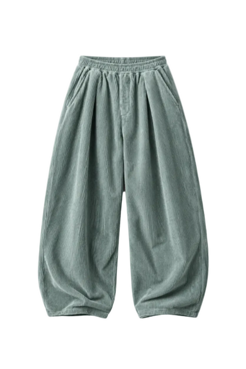 Pantalones Wide-Leg de Pana con Cintura Alta