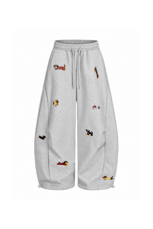 Pantalones SAUSAGE PACK Baggy Barrel con Bordado de Perrito