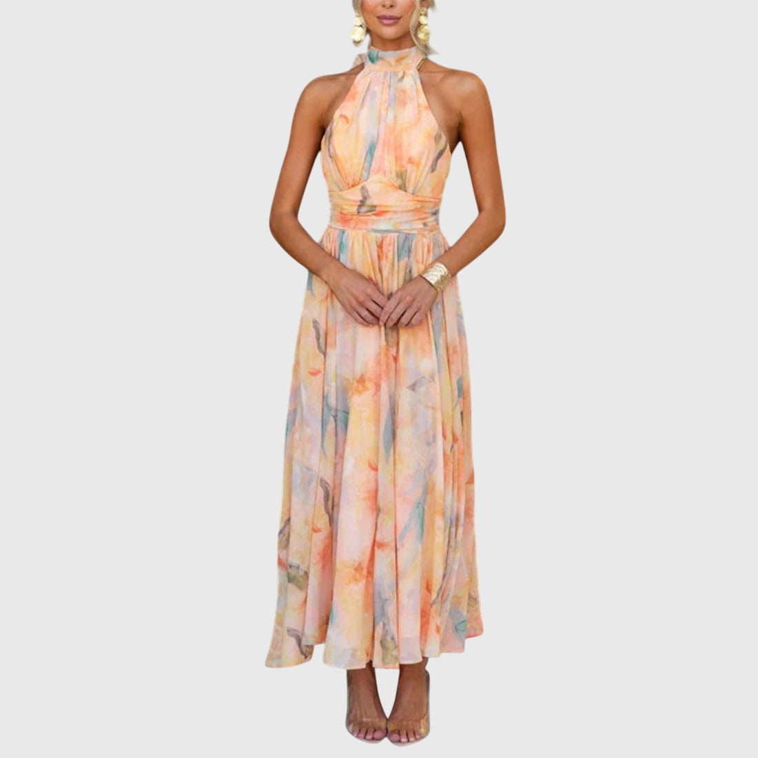 Inés | Vestido largo estampado halter