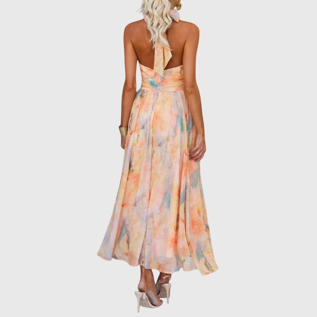 Inés | Vestido largo estampado halter