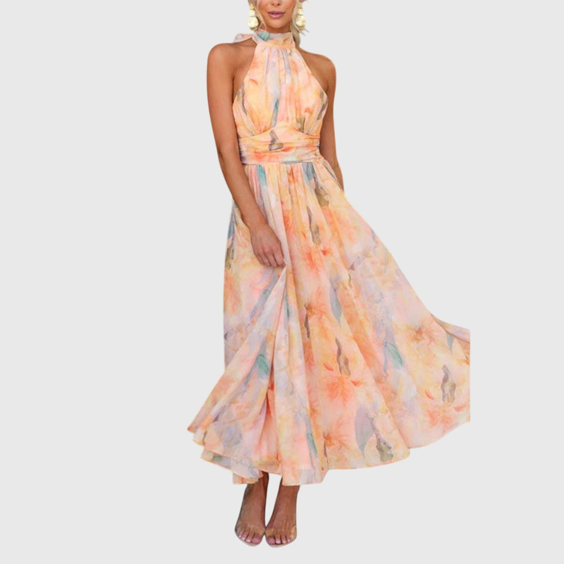 Inés | Vestido largo estampado halter