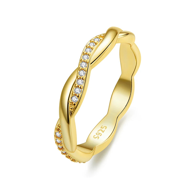 Amparo | Anillo trenzado con circonitas