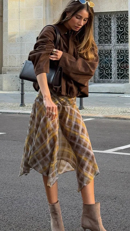 Aitana | Falda asimétrica de cuadros