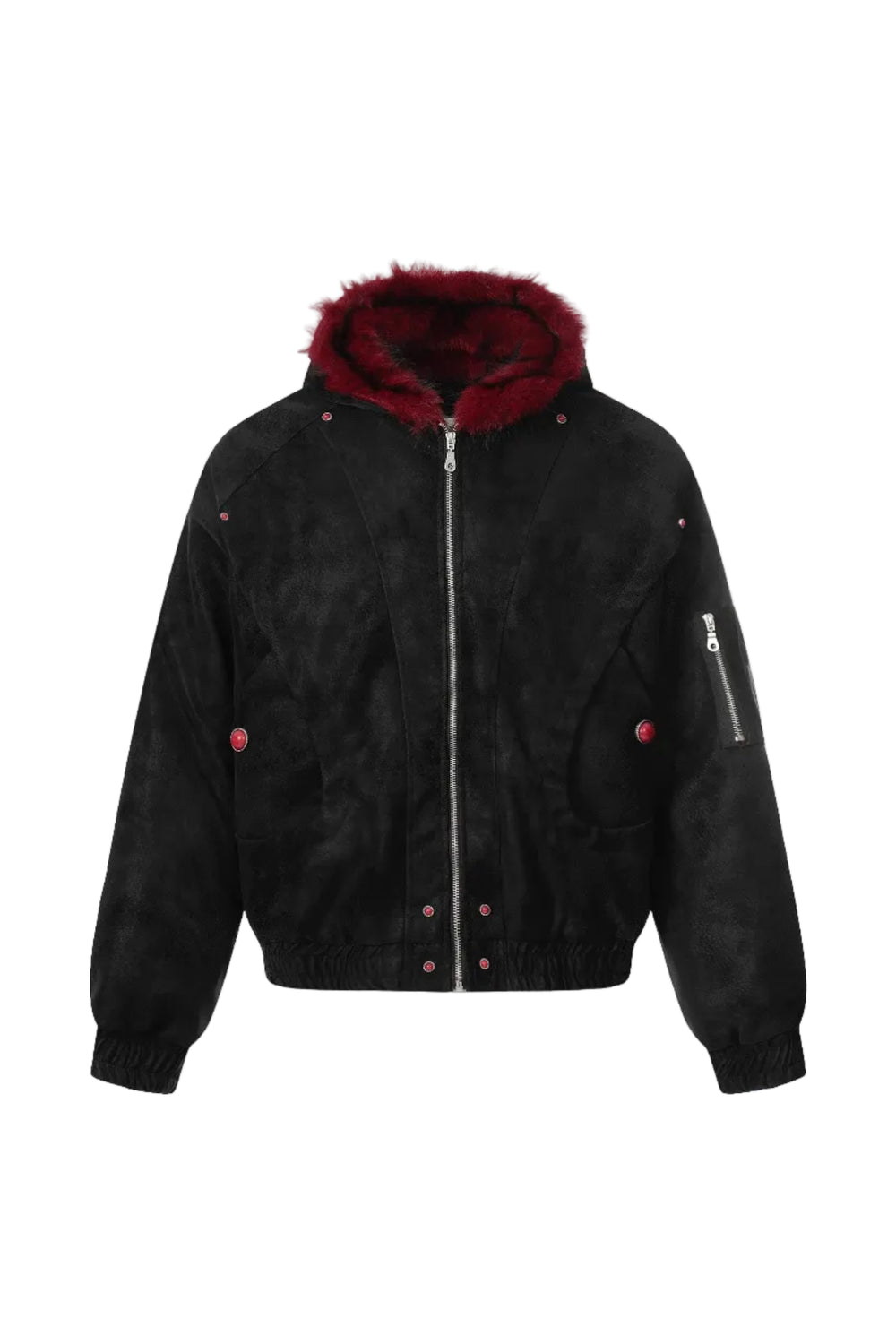 Chaqueta Corta de Ante con Cuello de Pelo