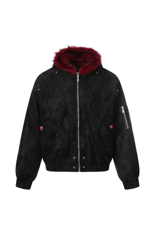 Chaqueta Corta de Ante con Cuello de Pelo
