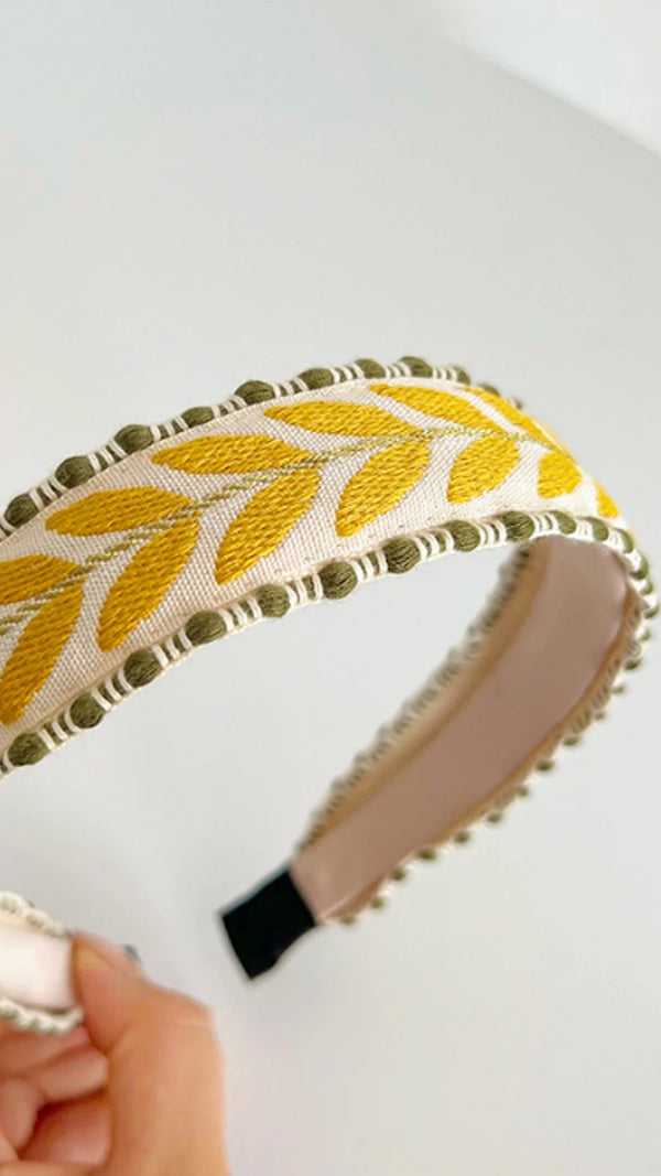 Begoña | Diadema con hojas bordadas