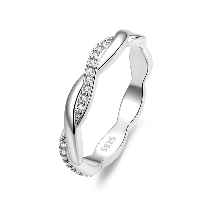 Amparo | Anillo trenzado con circonitas